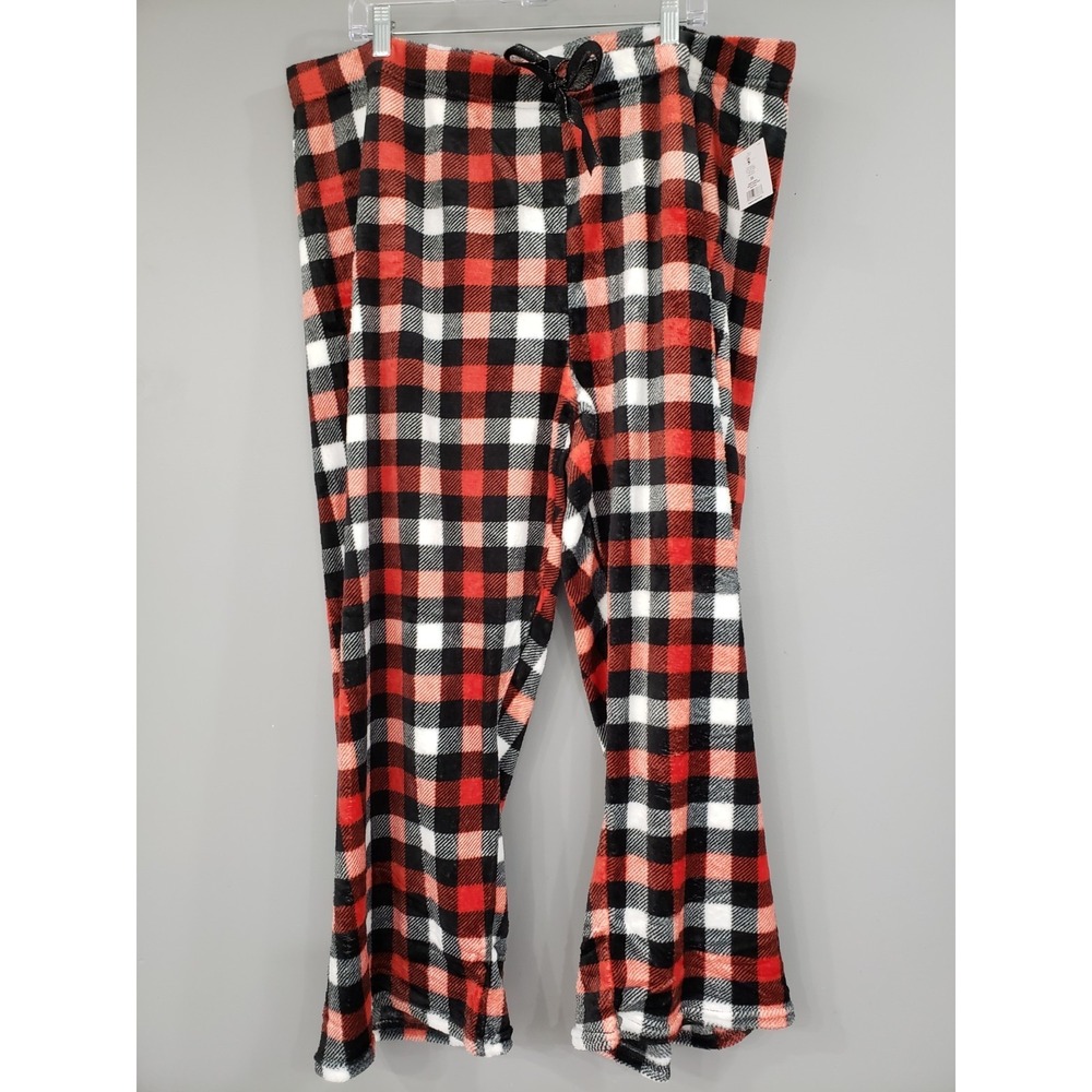 NEW 3X Plus Size Plush Pajama Pants Lounge Sleepwear Cozy Comfy Plaid Buffalo